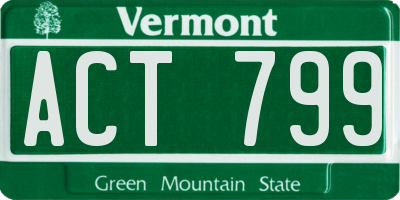 VT license plate ACT799