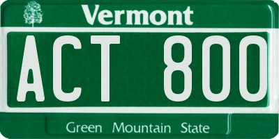 VT license plate ACT800