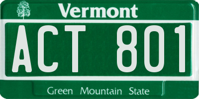 VT license plate ACT801