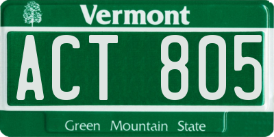 VT license plate ACT805