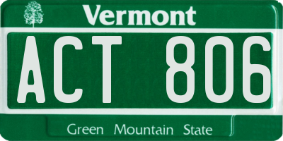 VT license plate ACT806