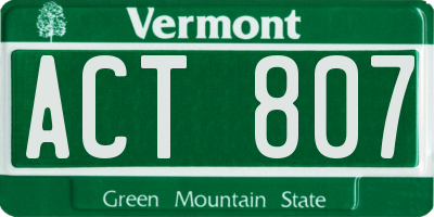 VT license plate ACT807