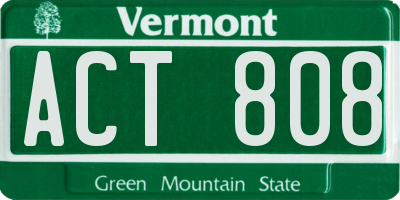 VT license plate ACT808