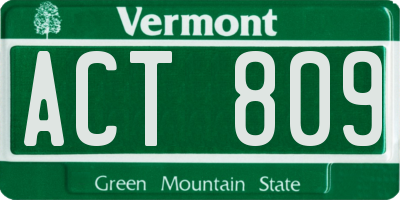 VT license plate ACT809