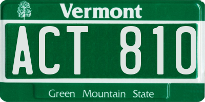 VT license plate ACT810
