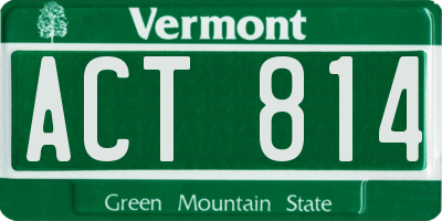 VT license plate ACT814