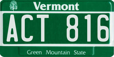 VT license plate ACT816