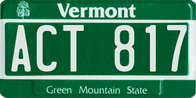 VT license plate ACT817