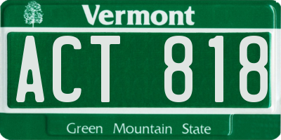 VT license plate ACT818