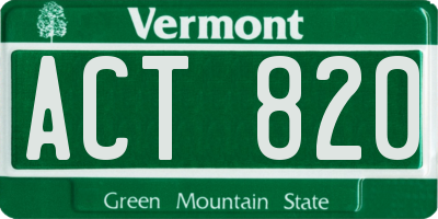 VT license plate ACT820
