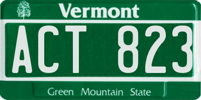 VT license plate ACT823