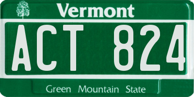 VT license plate ACT824