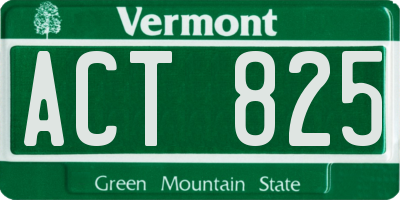 VT license plate ACT825