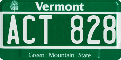 VT license plate ACT828