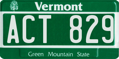 VT license plate ACT829