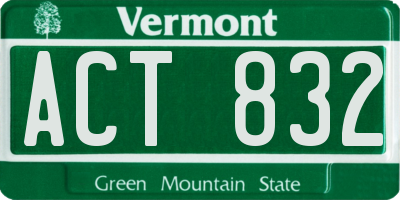 VT license plate ACT832