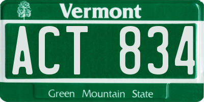 VT license plate ACT834