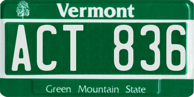 VT license plate ACT836