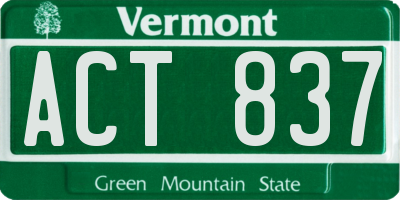 VT license plate ACT837