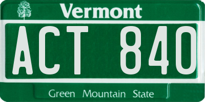 VT license plate ACT840