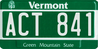 VT license plate ACT841
