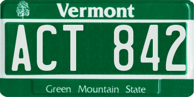 VT license plate ACT842