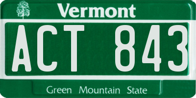 VT license plate ACT843