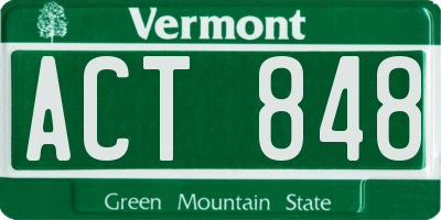 VT license plate ACT848