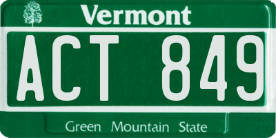 VT license plate ACT849
