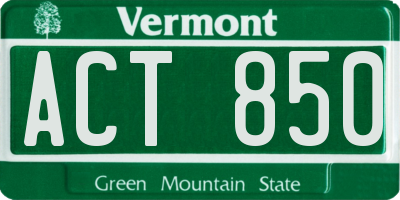 VT license plate ACT850