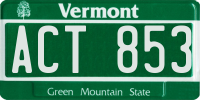 VT license plate ACT853