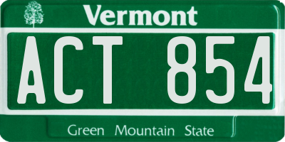 VT license plate ACT854
