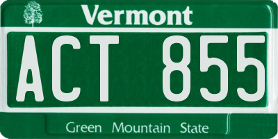 VT license plate ACT855