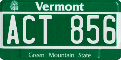VT license plate ACT856