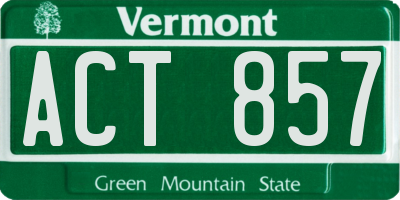 VT license plate ACT857