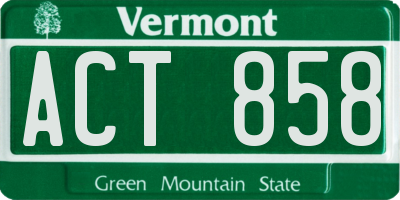 VT license plate ACT858