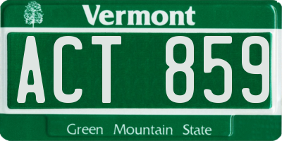 VT license plate ACT859