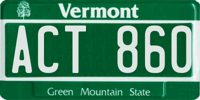 VT license plate ACT860