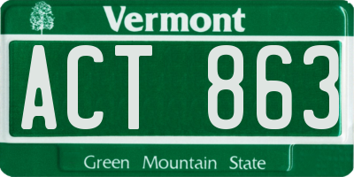 VT license plate ACT863