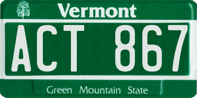 VT license plate ACT867