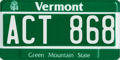 VT license plate ACT868