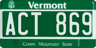 VT license plate ACT869