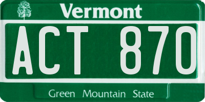 VT license plate ACT870