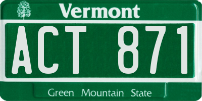 VT license plate ACT871