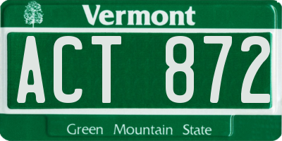 VT license plate ACT872