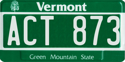 VT license plate ACT873