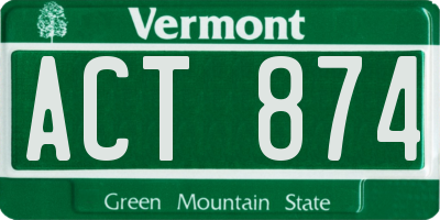 VT license plate ACT874