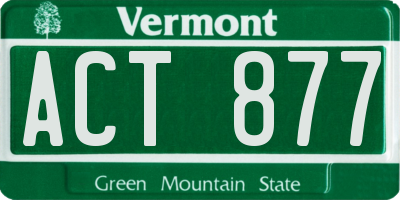 VT license plate ACT877