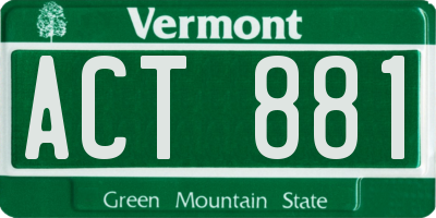 VT license plate ACT881