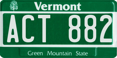 VT license plate ACT882